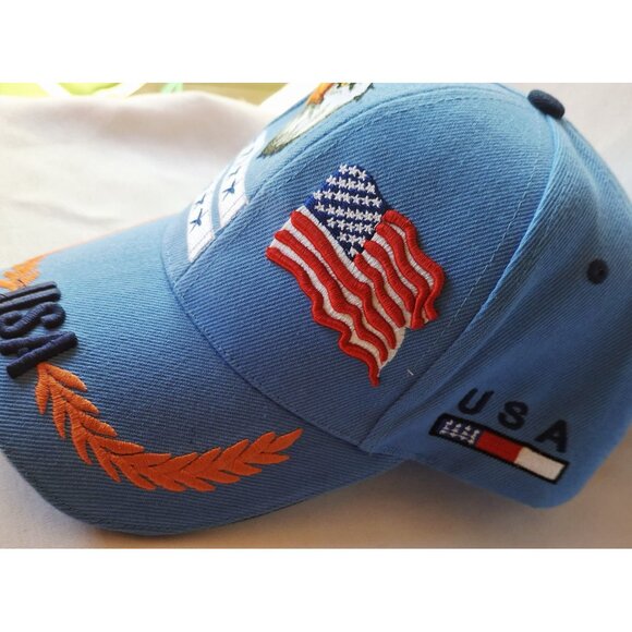 USA Eagle Embroidered Blue Baseball Cap With Adjustable Strap - Picture 3 of 6